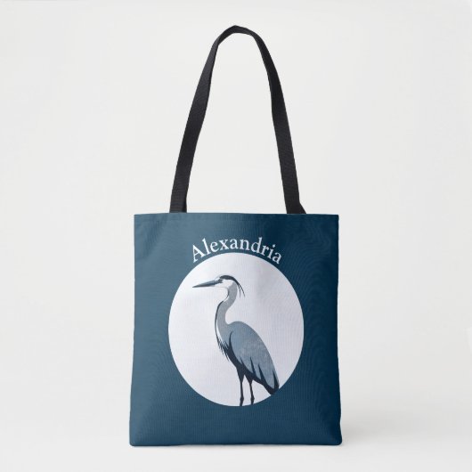 Great Blue Heron Logo auf Blau Tasche (Vorderseite)