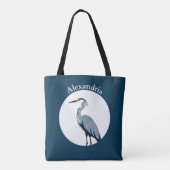 Great Blue Heron Logo auf Blau Tasche (Rückseite)