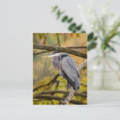 Great Blue Heron mit Herbstfarben Postcard Postkarte (Stehend Vorderseite)