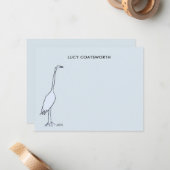 Great Blue Heron Monogram Marsh Bird Art Sky Blue Mitteilungskarte (Vorderseite/Rückseite Beispiel)