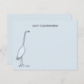 Great Blue Heron Monogram Marsh Bird Art Sky Blue Mitteilungskarte (Vorne/Hinten)