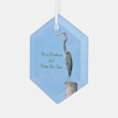 Great Blue Heron on Post Keramik Ornament (Vorderseite Links)