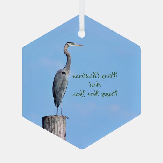 Great Blue Heron on Post Keramik Ornament (Rückseite)