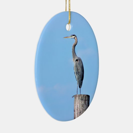 Great Blue Heron on Post Keramik Ornament (Rechts)