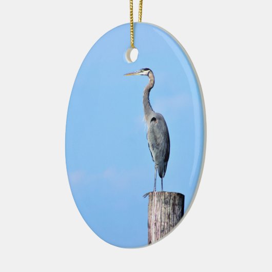 Great Blue Heron on Post Keramik Ornament (Links)
