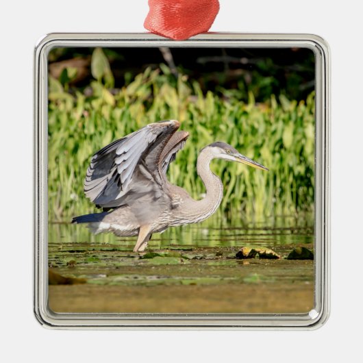 Great Blue Heron Ornament Aus Metall (Vorne)