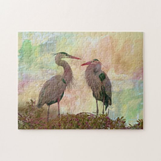 Great Blue Heron Pair Digital Art Jigsaw Puzzle (Horizontal)