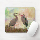 Great Blue Heron Pair Digital Art Mouse Pad Mousepad (Mit Mouse)
