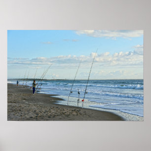 Great Blue Heron Patrols Cape Canaveral Beach Poster
