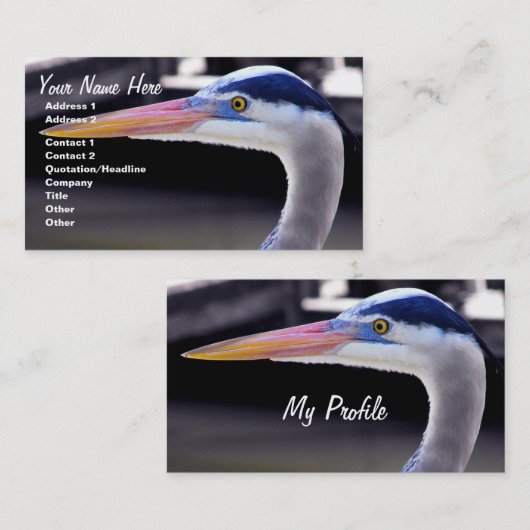 Great Blue Heron Profil Visitenkarte (Vorne/Hinten)