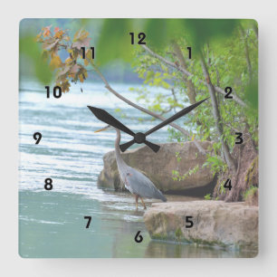 Great Blue Heron Quadratische Wanduhr