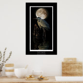 GREAT BLUE HERON, REEDS & MOON Art Print Poster (Küche)