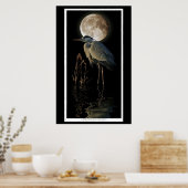 Great Blue Heron, Reeds & Moon Nature Art Print Poster (Küche)