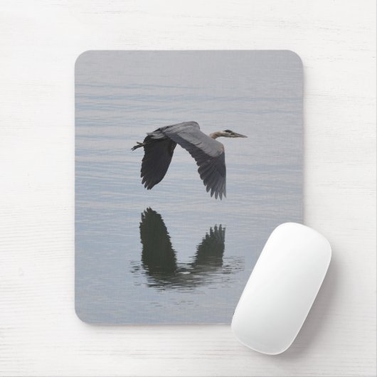 Great Blue Heron Reflection Mousepad (Mit Mouse)
