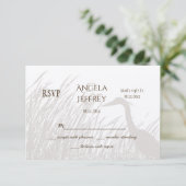 Great Blue Heron Silhouette rustikale Hochzeit RSV RSVP Karte (Stehend Vorderseite)
