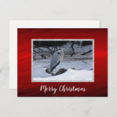 Great Blue Heron Snow Foto Weihnachten Postkarte (Vorne/Hinten)