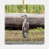 Great Blue Heron stehend in Lake Champlain Keramikornament (Vorderseite)