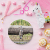 Great Blue Heron stehend in Lake Champlain Pappteller (Party)