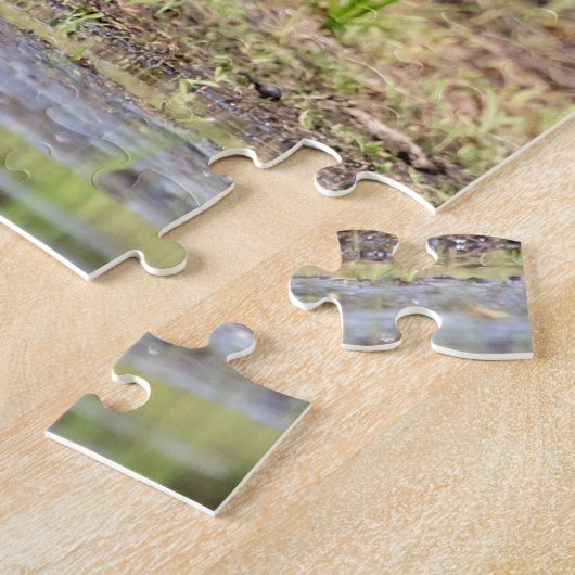 Great Blue Heron stehend in Lake Champlain Puzzle (Seite)