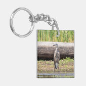 Great Blue Heron stehend in Lake Champlain Schlüsselanhänger (Vorderseite links)