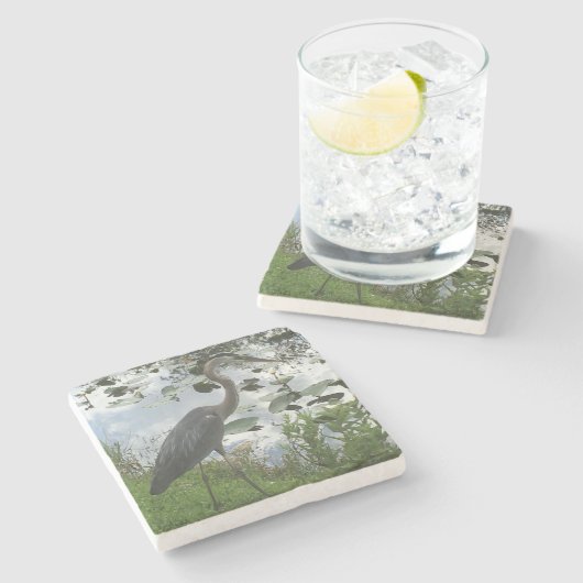 Great Blue Heron Stone Untersetzer (Seitenansicht)
