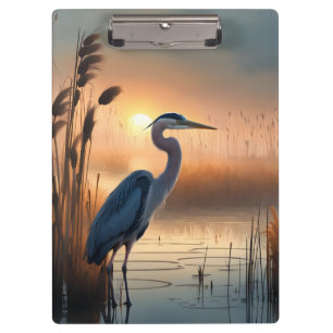 Great Blue Heron Sunrise Klemmbrett
