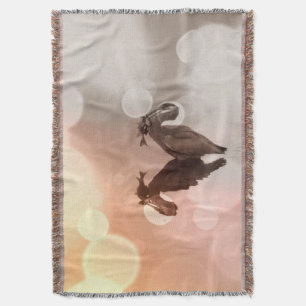 Great Blue Heron Sunrise Reflection Blanket Decke