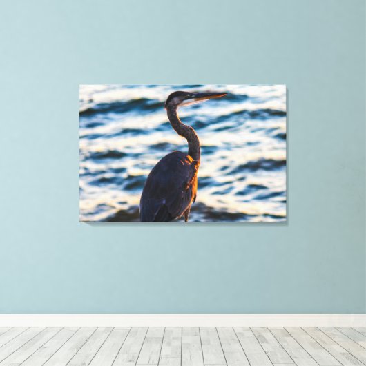 Great Blue Heron Sunset Vibe Leinwanddruck (Insitu (Holzboden))