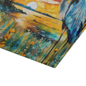 Great Blue Heron Sunset Wildblumen Landschaft Schneidebrett (Ecke)
