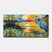 Great Blue Heron Sunset Wildblumen Landschaft Schreibtischunterlage (Vorderseite)