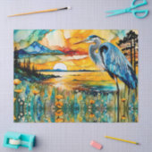 Great Blue Heron Sunset Wildblumen Landschaft Seidenpapier (Basteln)