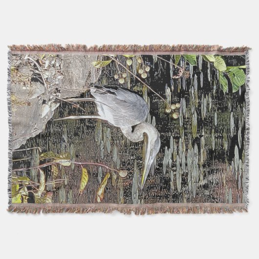 Great Blue Heron Tapestry Style Decke (Vorderseite)