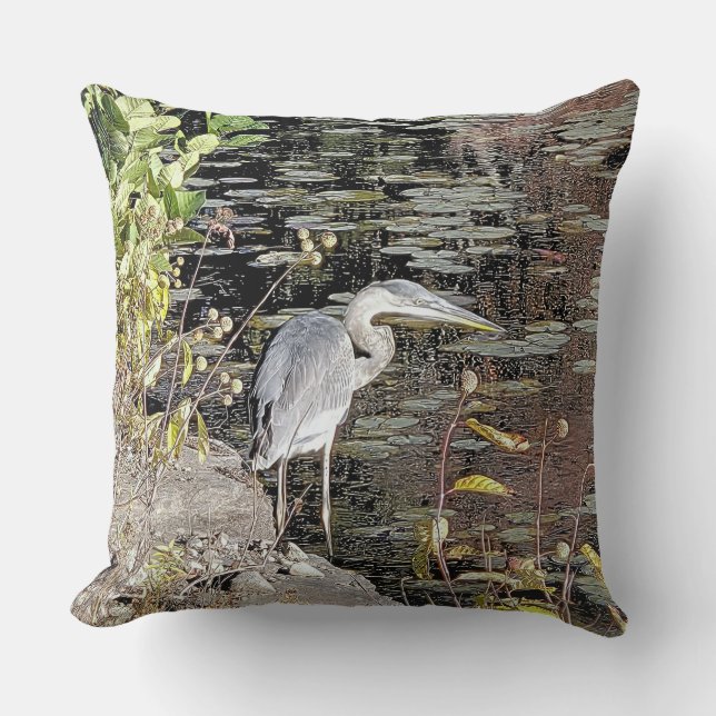 Great Blue Heron Throw Pillow Kissen (Vorderseite)