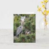 Great Blue Heron und seine Babys Karte (Gelbe Blume)