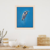Great Blue Heron Wading am Teich Poster (Küche)