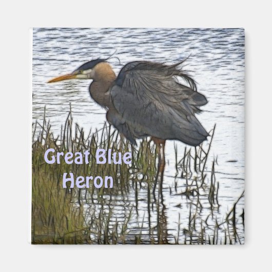 GREAT BLUE HERON Wildlife Magnet Geschenke (Vorne)