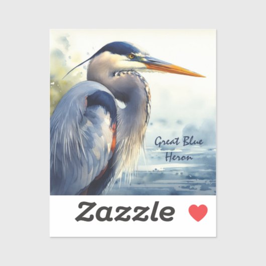Great Blue Heron Wildlife Wetlands Bird Art Nature Aufkleber (Blatt)