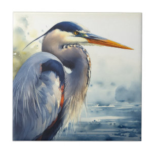 Great Blue Heron Wildlife Wetlands Bird Art Nature Fliese