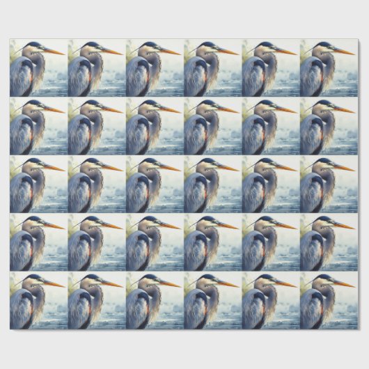 Great Blue Heron Wildlife Wetlands Bird Art Nature Geschenkpapier (Flach)
