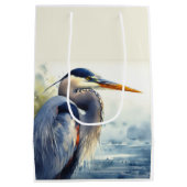 Great Blue Heron Wildlife Wetlands Bird Art Nature Mittlere Geschenktüte (Rückseite)