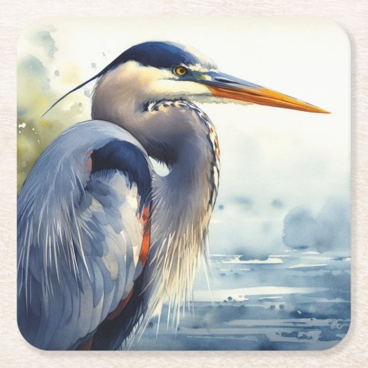 Great Blue Heron Wildlife Wetlands Bird Art Nature Rechteckiger Pappuntersetzer (Vorderseite)