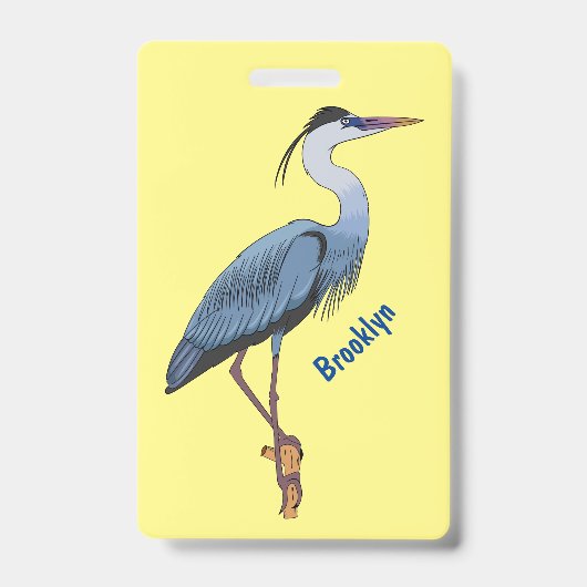 Great blue herone Cartoon Illustration Ausweis (Vorderseite)