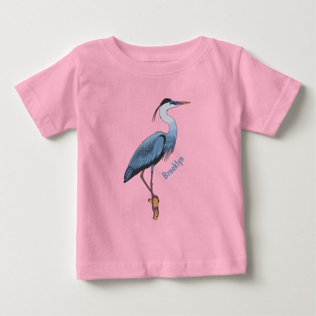 Great blue herone Cartoon Illustration Baby T-shirt (Vorderseite)