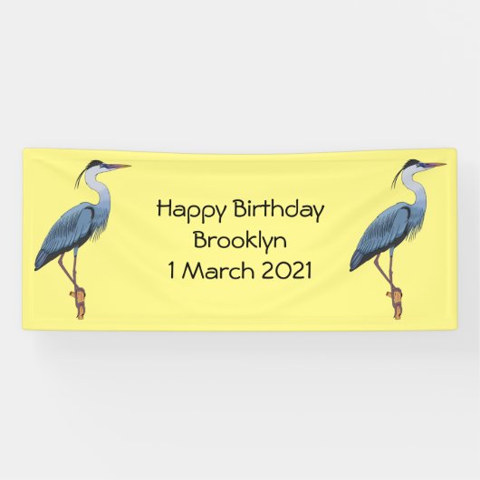 Great blue herone Cartoon Illustration Banner (Horizontal)