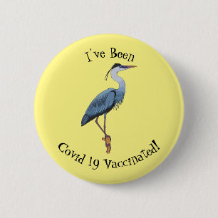 Great blue herone Cartoon Illustration Button