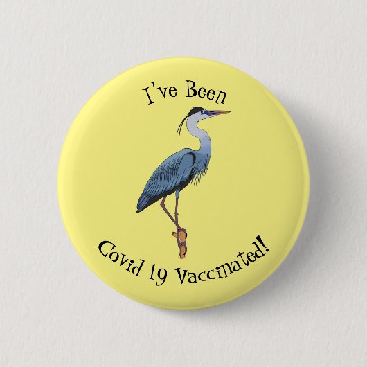Great blue herone Cartoon Illustration Button (Vorderseite)