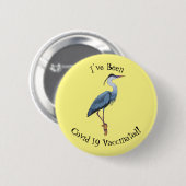 Great blue herone Cartoon Illustration Button (Vorne & Hinten)