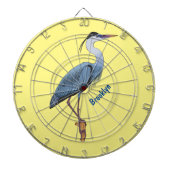 Great blue herone Cartoon Illustration Dartscheibe (vorne)