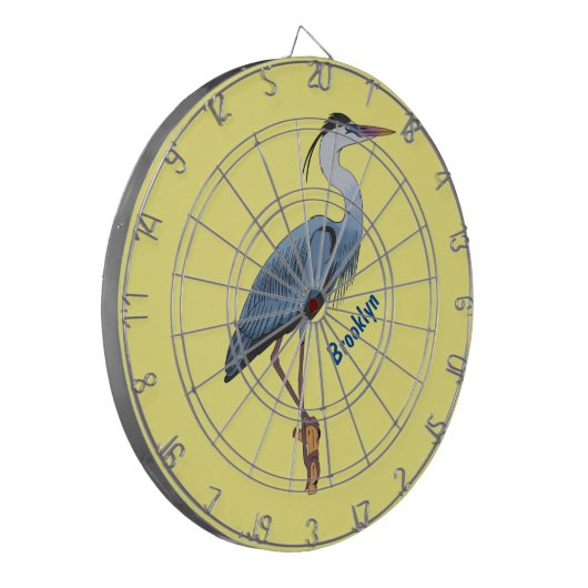 Great blue herone Cartoon Illustration Dartscheibe (Vorderseite Links)