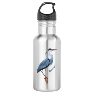 Great blue herone Cartoon Illustration Edelstahlflasche